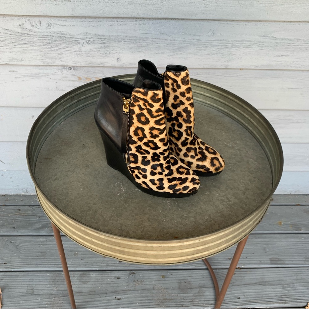 Michael Kors Clara leopard wedge bootie